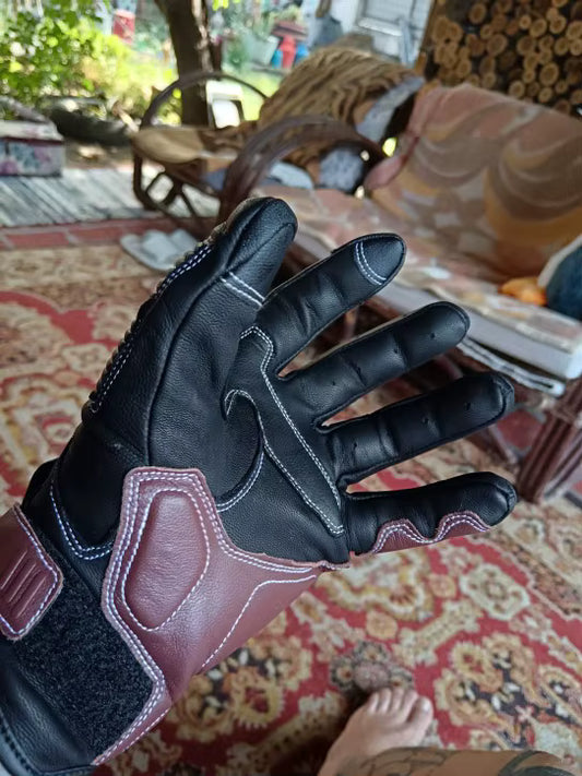 Luvas Couro Vintage Respiráveis Moto