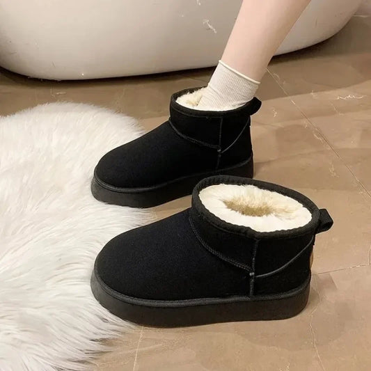 Botas de Neve Femininas com Pelúcia - Plataforma Quente e Confortável