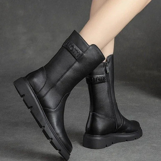 Botas Curtas Femininas Estilo Britânico - Retro Impermeáveis
