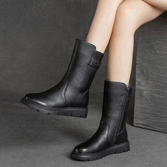Botas Curtas Femininas Estilo Britânico - Retro Impermeáveis